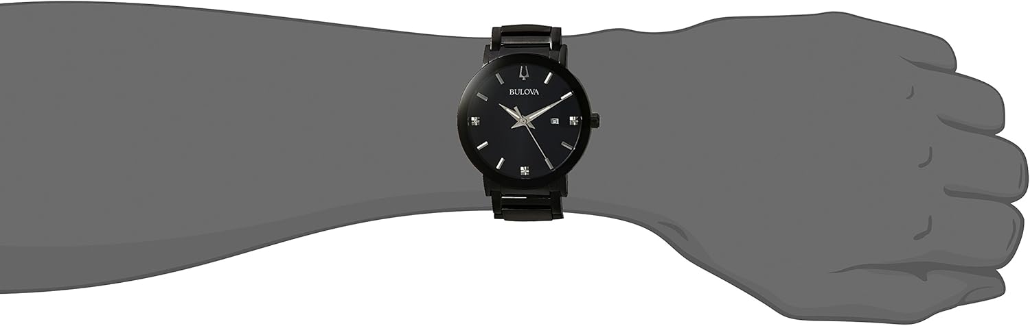 Bulova Men's 3-Hand Quartz Watch with Diamond Dial and Edge to Edge Crystal