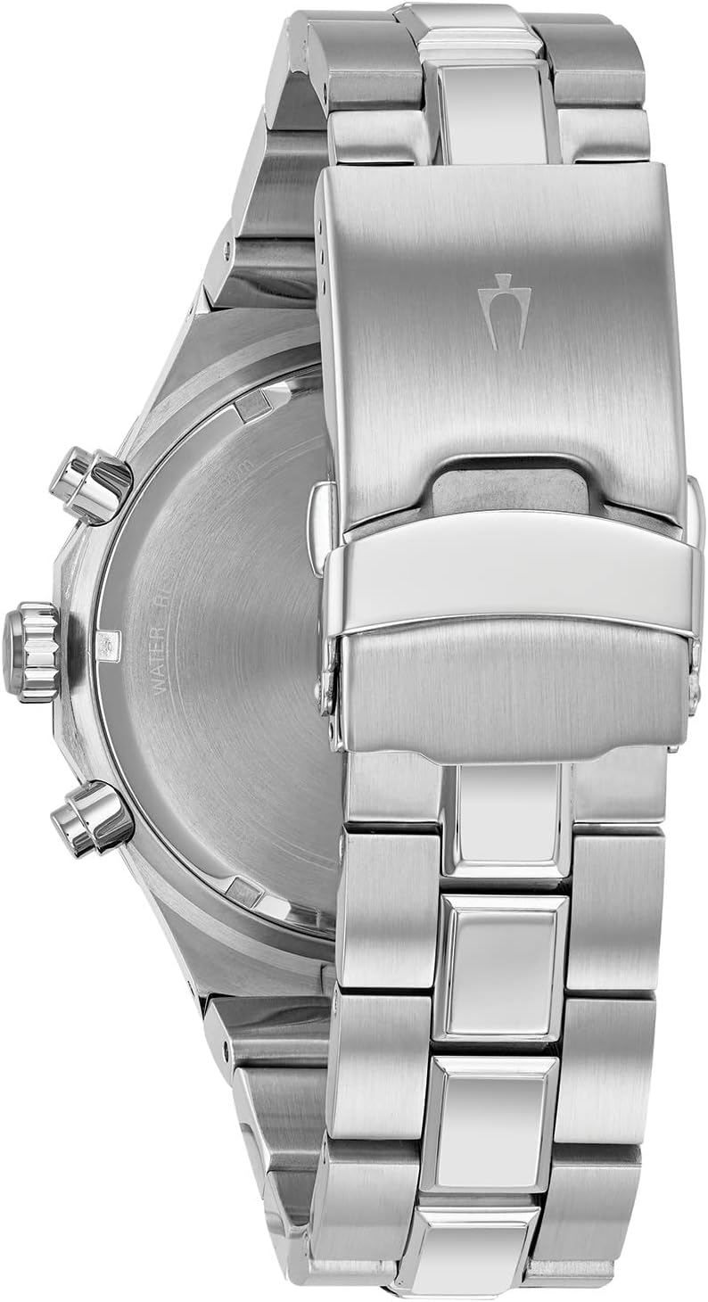 Bulova Men's Classic Diamond 6-Hand Chronograph Quartz Watch, Calendar Date, Luminous Markers, 100M Water Resistant, 44mm