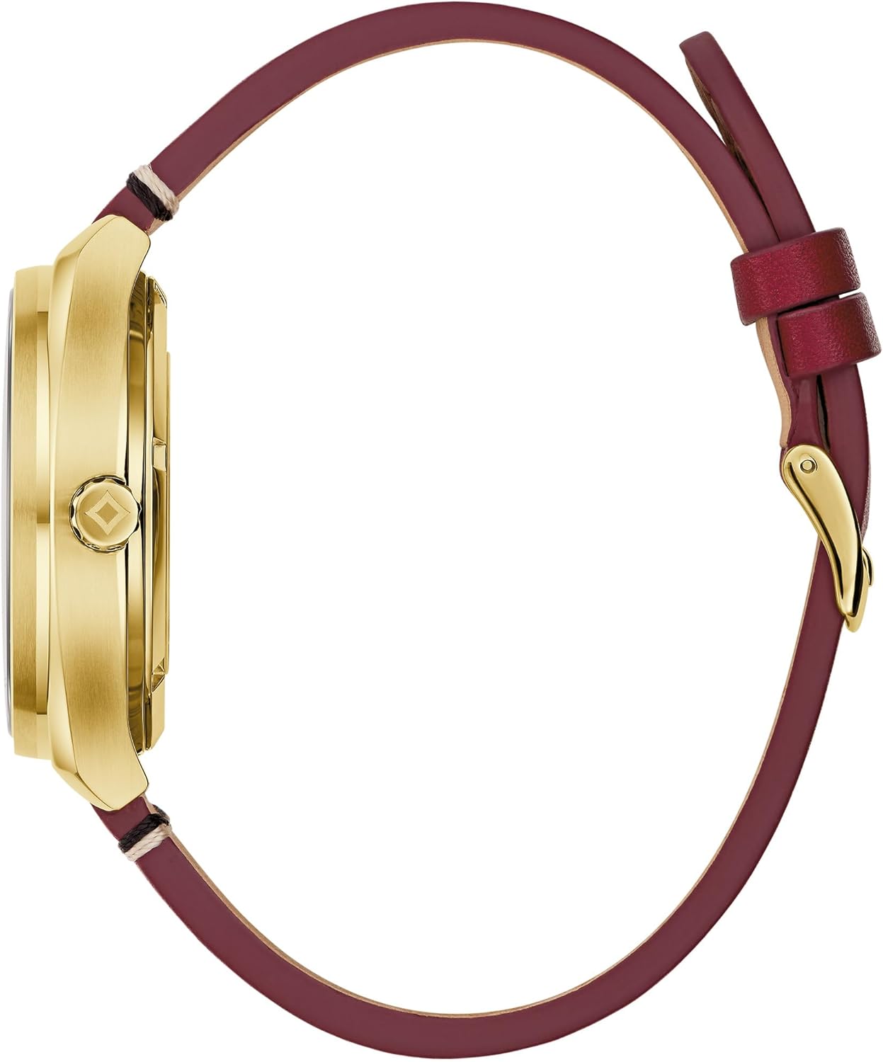 Bulova Men's Frank Lloyd Wright Automatic 'USONIA' Style Gold Stainless Steel Case and Burgundy Leather Strap Watch, 3-Hand Quartz Style:97A192