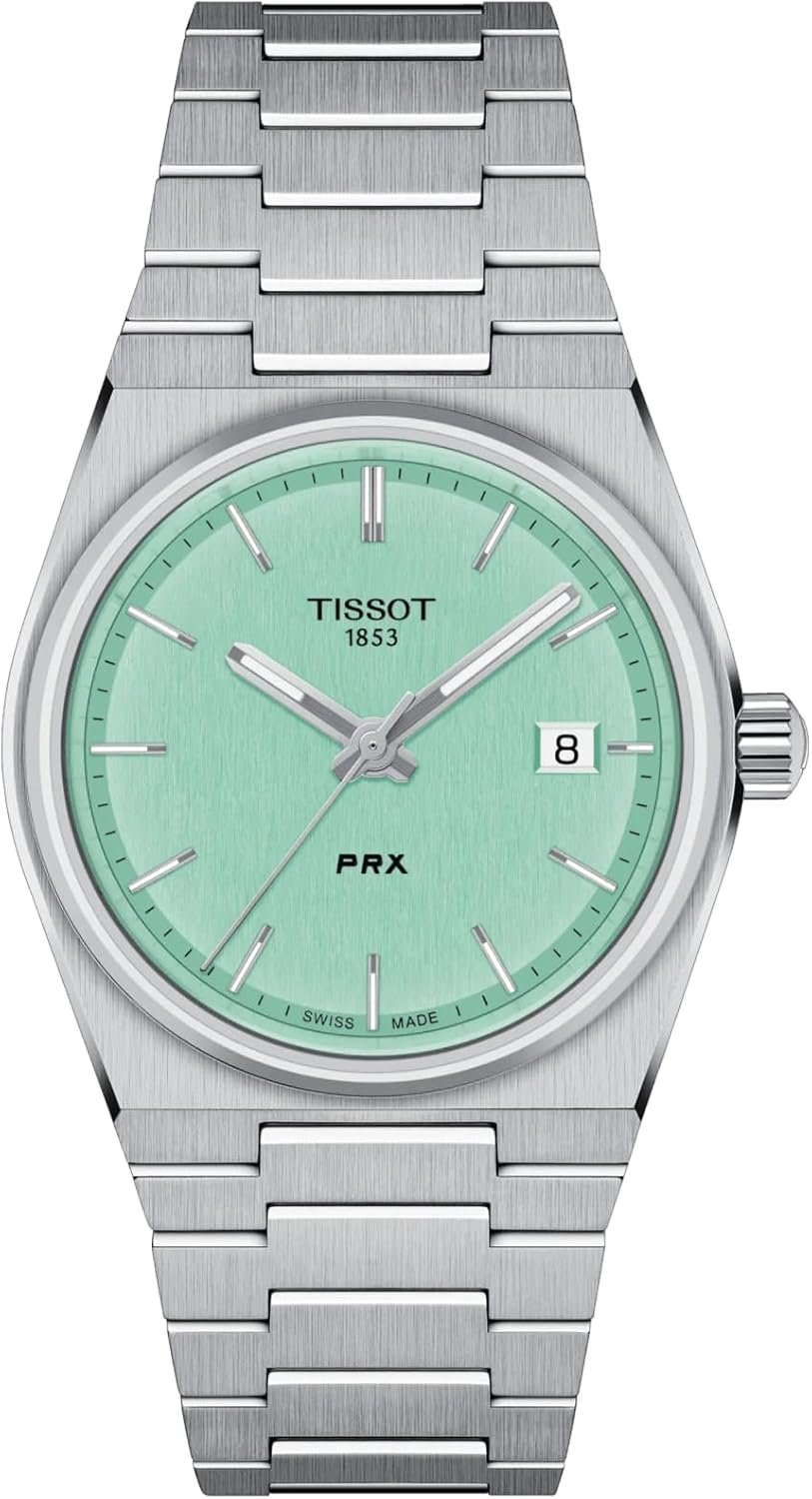 Tissot PRX, Swiss Quartz Watch, Stainless Steel Case and Bracelet, 35mm Watch, Mint Green Dial, T1372101109100