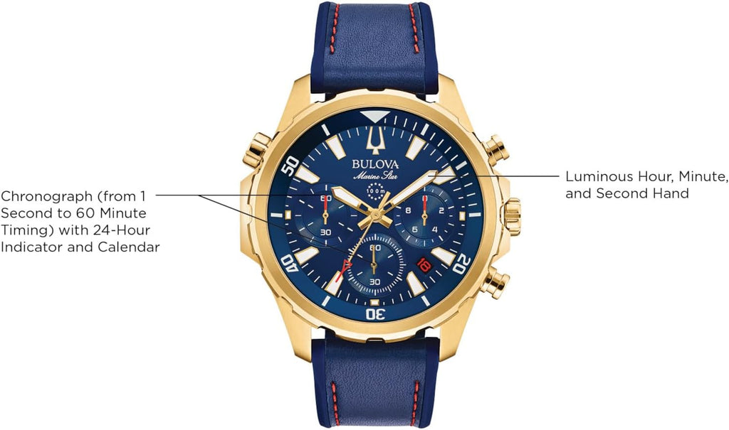Bulova Men's Marine Star Series B Stainless Steel 6-Hand Chronograph Quartz Watch, 100M