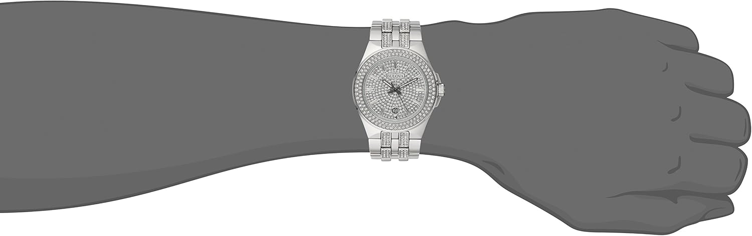 Bulova Men's Crystals Stainless Steel 3-Hand Quartz Watch Style: 96B235