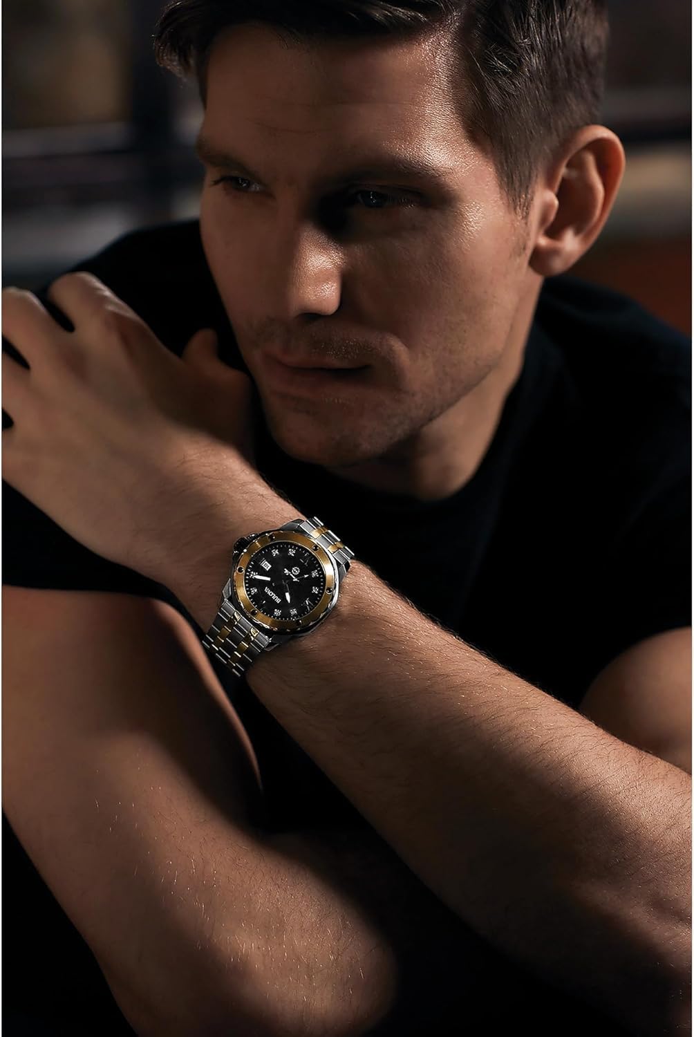Bulova Men's Marine Star 'Series A' Two-Tone Stainless Steel Watch, Black Dial, 3 Hand Model: 98D175