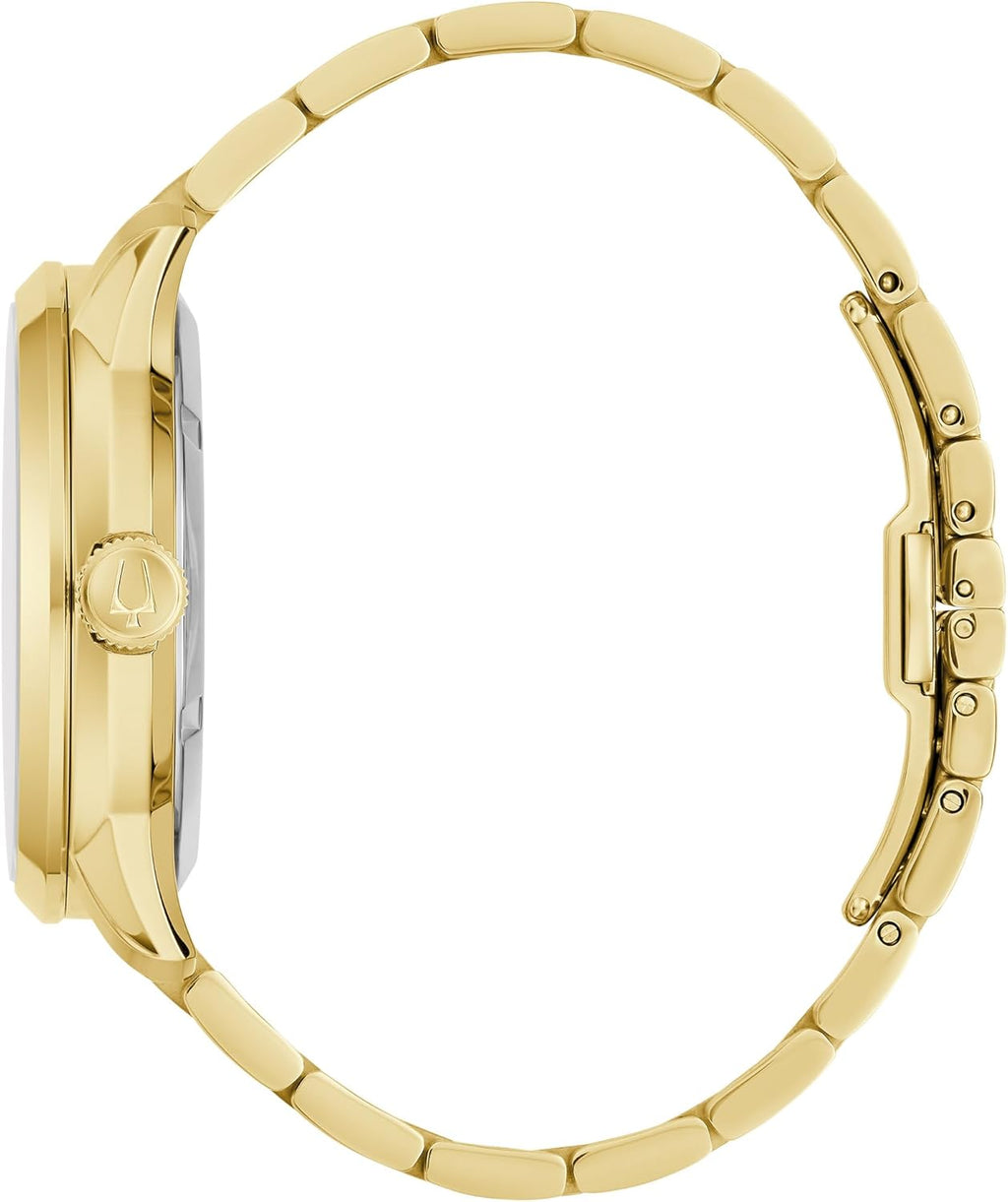 Bulova Men's Automatic Sutton Watch, Gold-Tone Stainless Steel Case & Silver-White Dial (Style: 97A201)