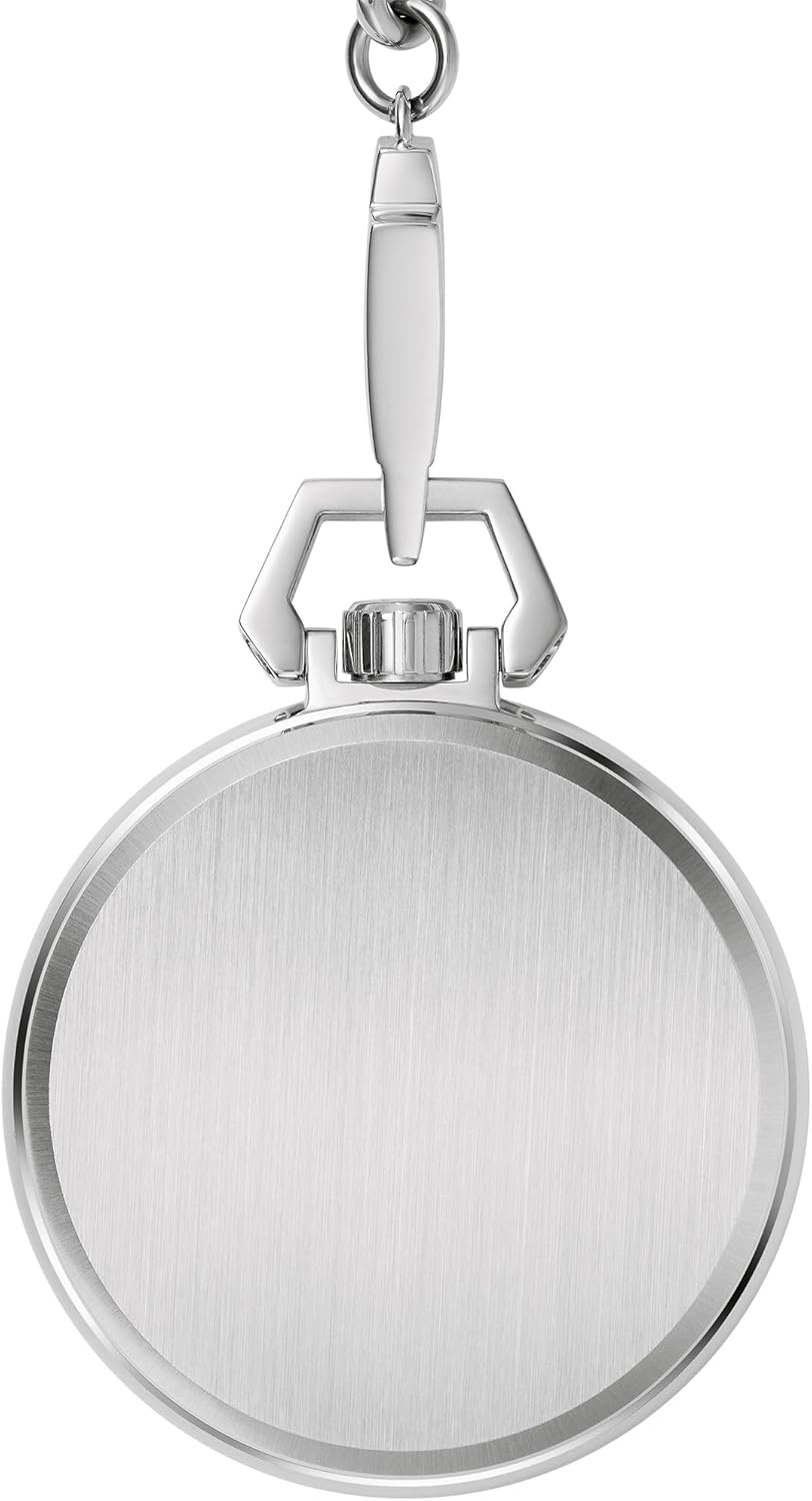 Bulova Men's Classic Sutton Automatic Pocket Watch, 3-Hand Stainless Steel Dial with Detachable Chain, Style:96A304