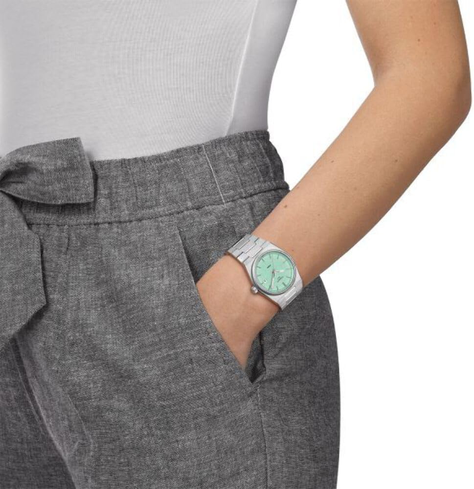 Tissot PRX, Swiss Quartz Watch, Stainless Steel Case and Bracelet, 35mm Watch, Mint Green Dial, T1372101109100