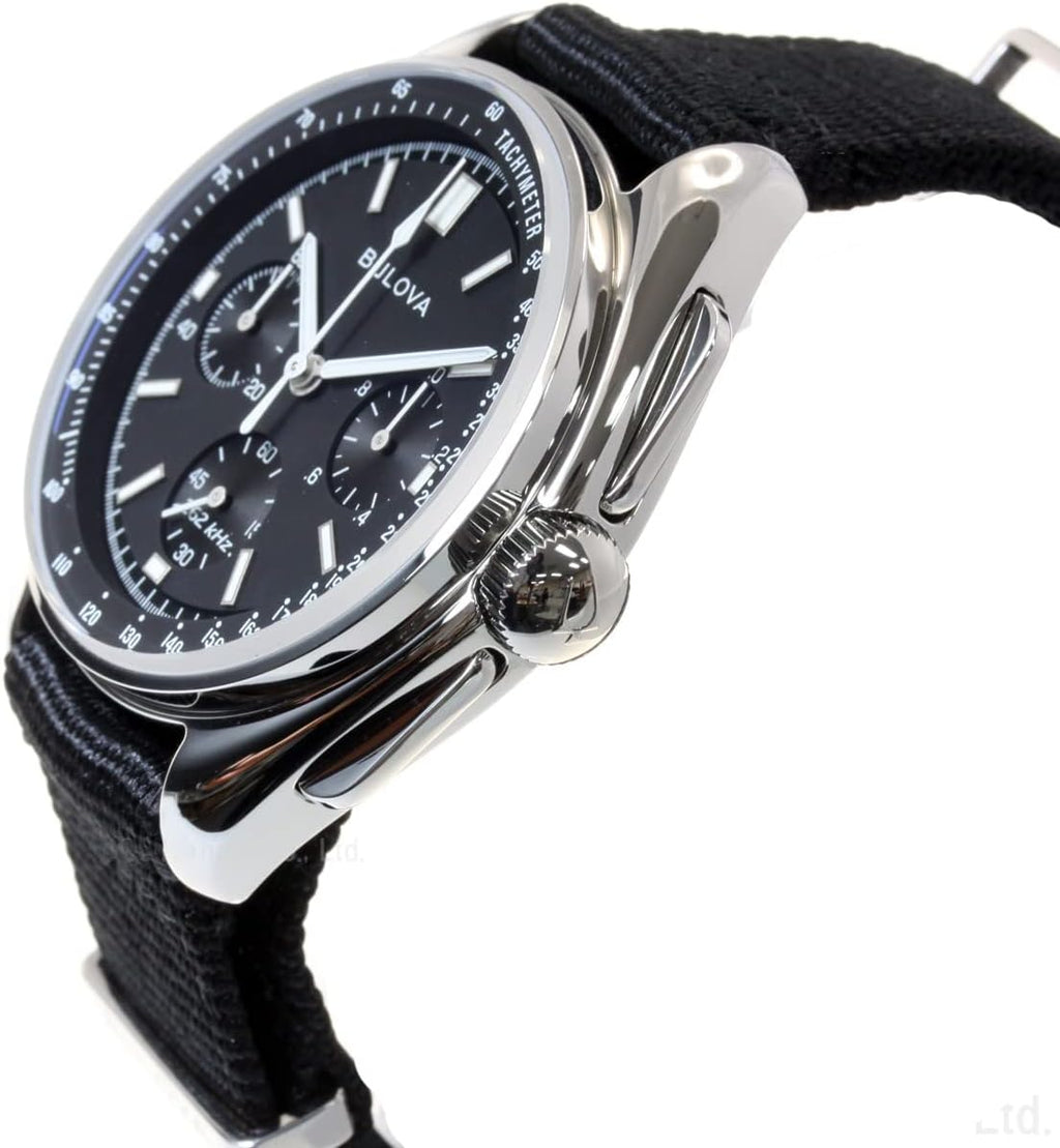 Bulova Men's Archive Series Lunar Pilot 6-Hand Chronograph High Performance Quartz Stainless Steel, Black NATO Strap and Sapphire Crystal Style: 96A225
