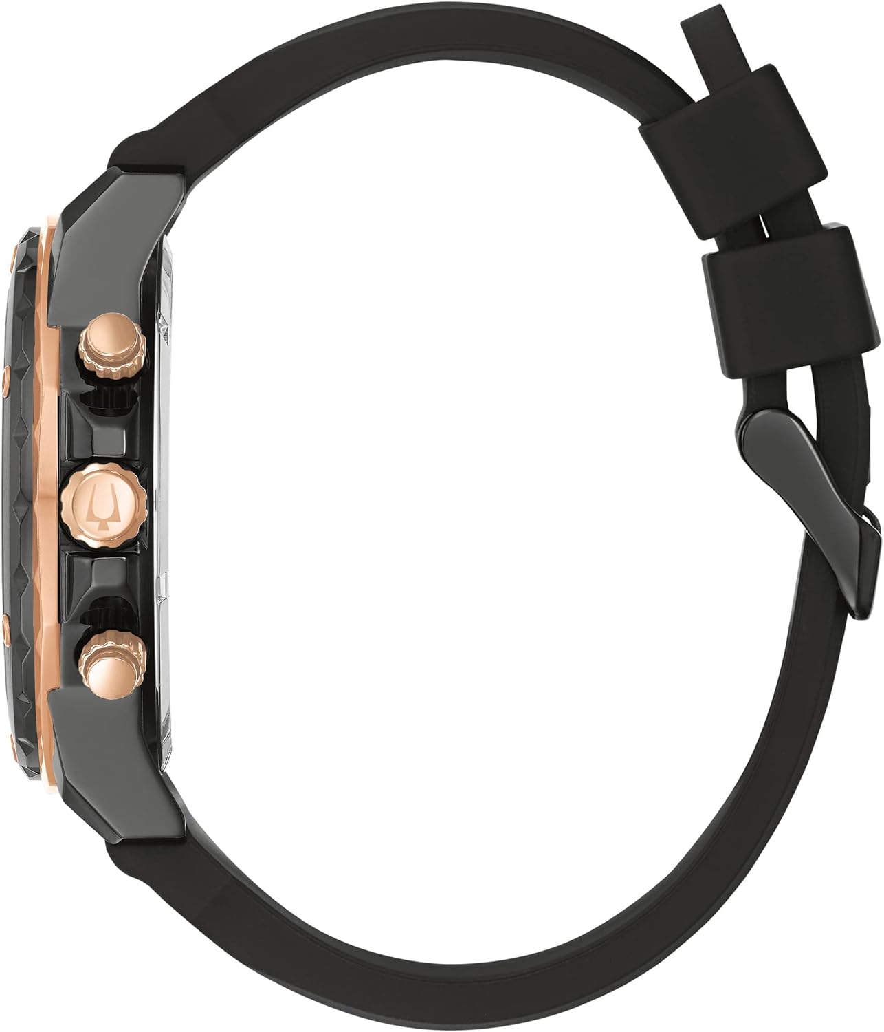 Bulova Men's Marine Star Series A Black and Gold Ion-Plated Stainless Steel 6-Hand Chronograph Quartz Watch, Black Silicone Strap Style: 98B307