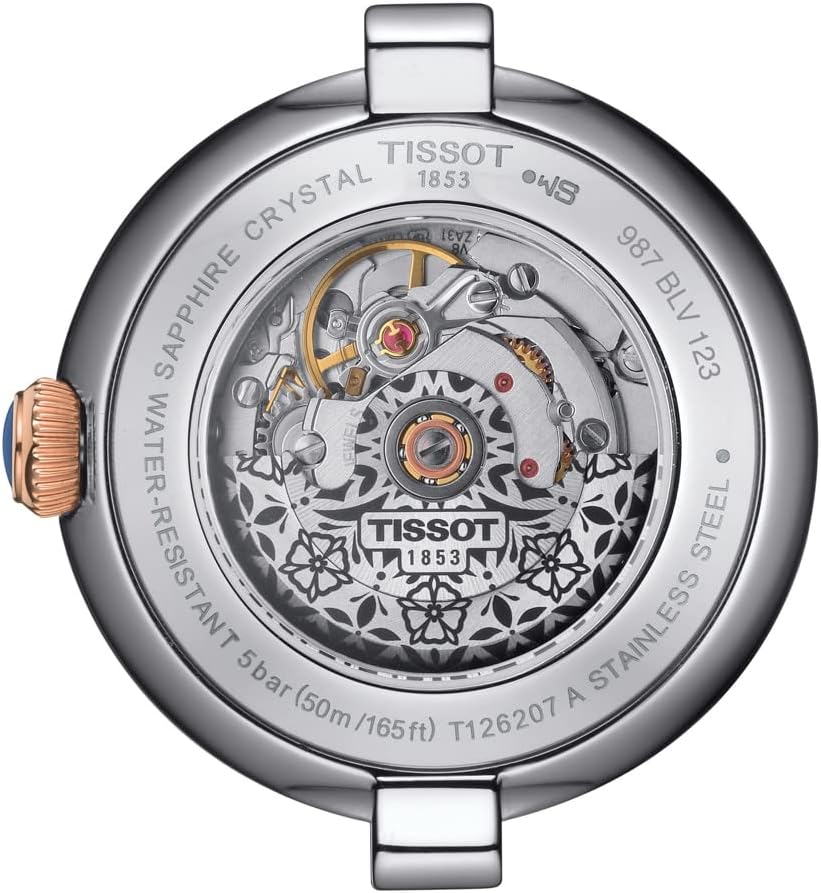 Tissot Womens Bellissima Automatic 316L Stainless Steel case with Rose Gold PVD Coating Swiss Automatic Watch, Grey, Stainless Steel, 5 (T1262072201300)