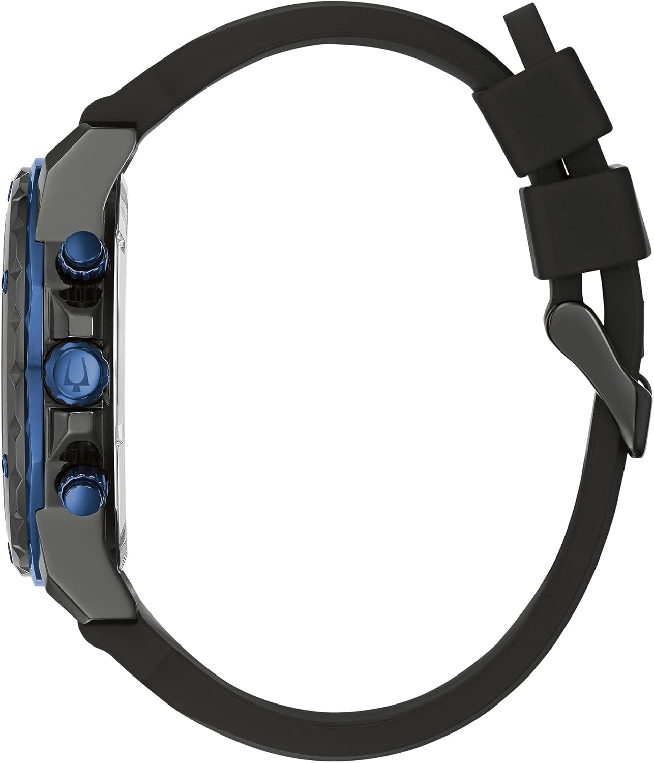 Bulova Men's Marine Star Series A Black and Blue Ion-Plated Stainless Steel 6-Hand Chronograph Quartz Watch, Black Silicone Strap, 40mm Style: 98B308