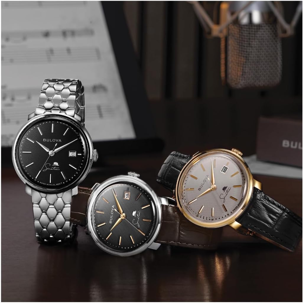 Bulova Men's Frank Sinatra 'Summer Wind' 3-Hand Date Automatic with Textured Leather Strap