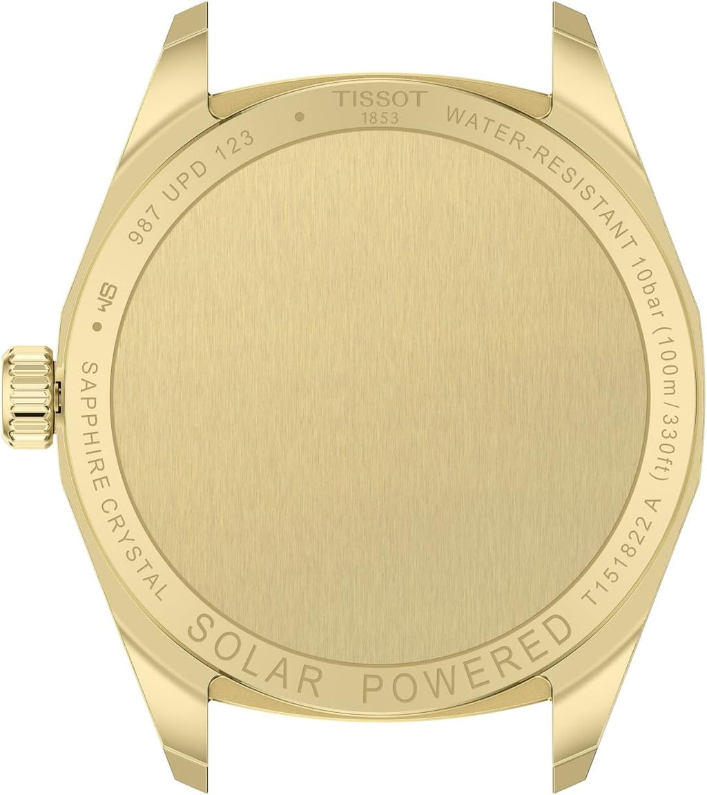 Tissot PRC 100 Solar, Gold PVD Dial, 34mm Watch for Women, Stainless Steel with Gold PVD Bracelet, Solar Quartz Movement, T1518223302100