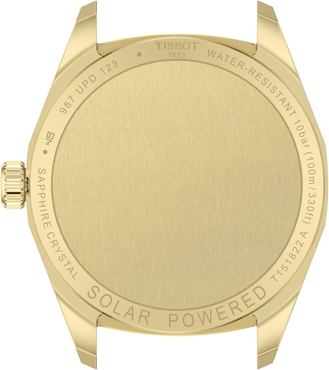 Tissot PRC 100 Solar, Gold PVD Dial, 34mm Watch for Women, Stainless Steel with Gold PVD Bracelet, Solar Quartz Movement, T1518223302100