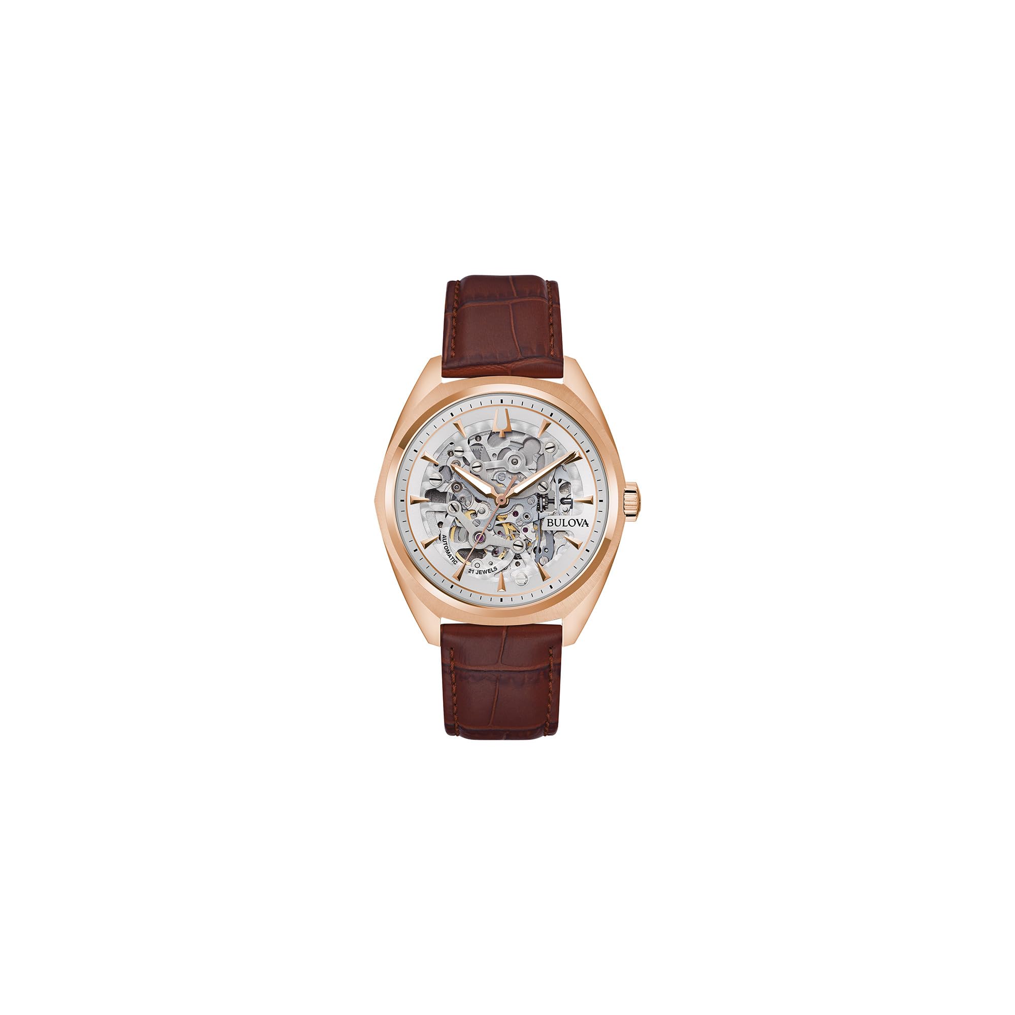 Bulova Men's Automatic Dress Classic Surveyor Watch, Black Leather Strap, Full Skeleton Dial, 42 Hour Power Reserve, 41mm