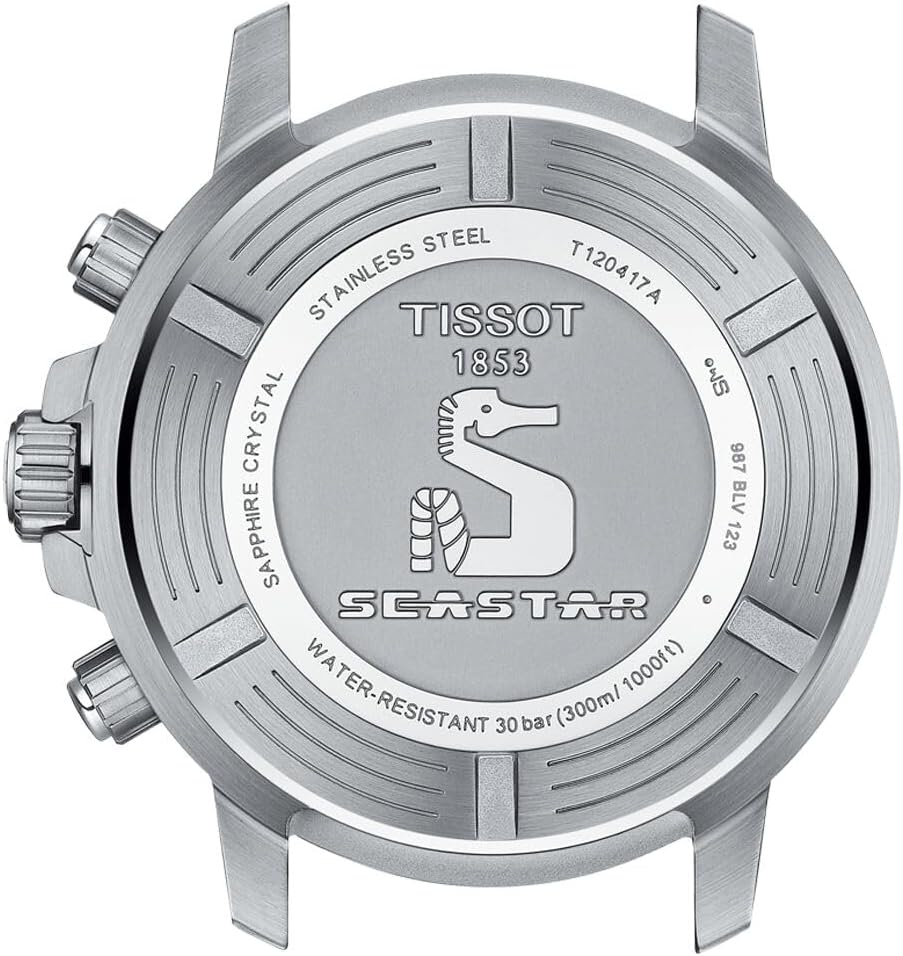 Tissot Mens Seastar 1000 Quartz Chronograph 316L Stainless Steel case Swiss Quartz Watch, Grey, Stainless Steel, 22 (T1204171104103)
