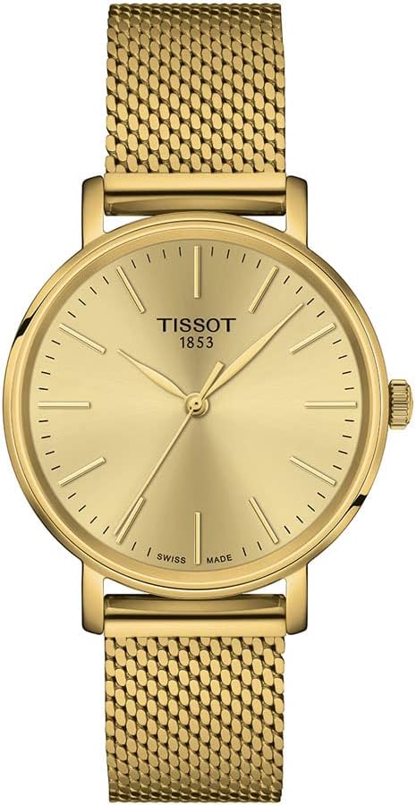 Tissot Womens Tissot Everytime Lady 316L Stainless Steel case with Yellow Gold PVD Coating Quartz Watch, Yellow, Stainless Steel, 16 (T1432103302100)
