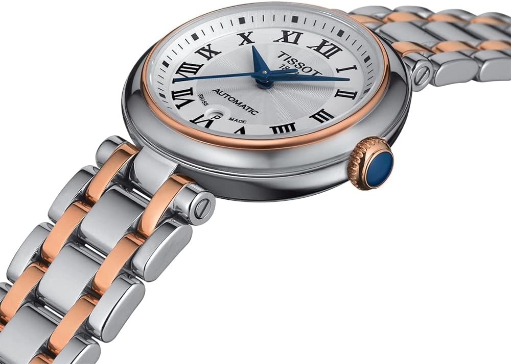 Tissot Womens Bellissima Automatic 316L Stainless Steel case with Rose Gold PVD Coating Swiss Automatic Watch, Grey, Stainless Steel, 5 (T1262072201300)