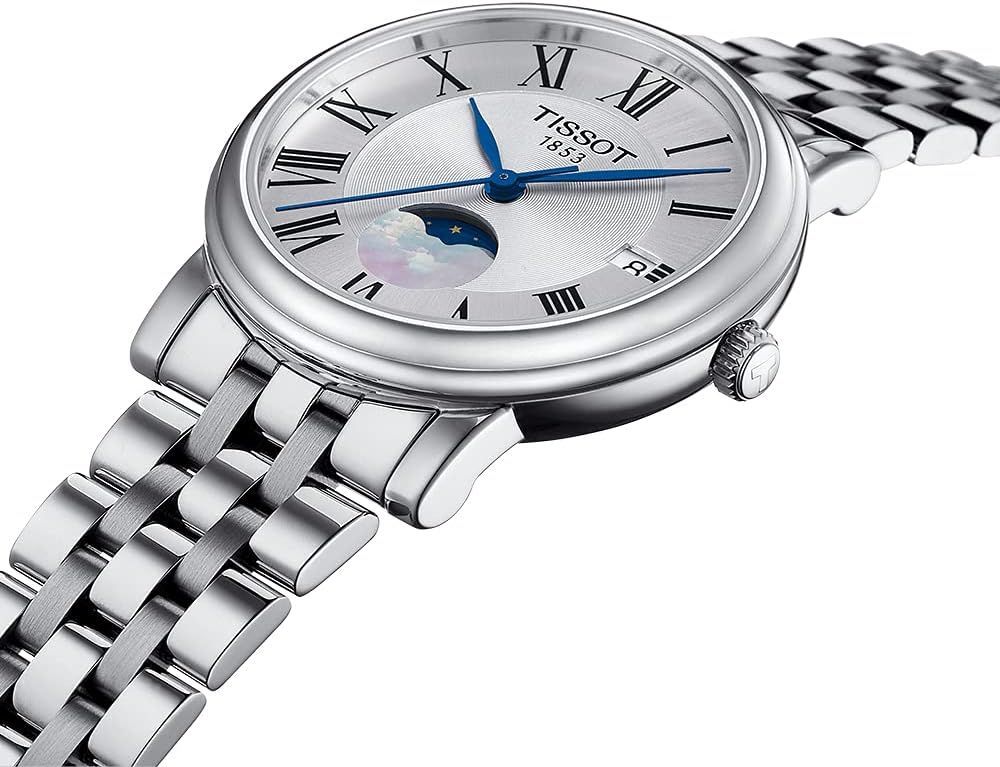 Tissot Womens Tissot Carson Premium Lady Moonphase Swiss Quartz Watch, Grey, Stainless Steel, 16 (T1222231103300)