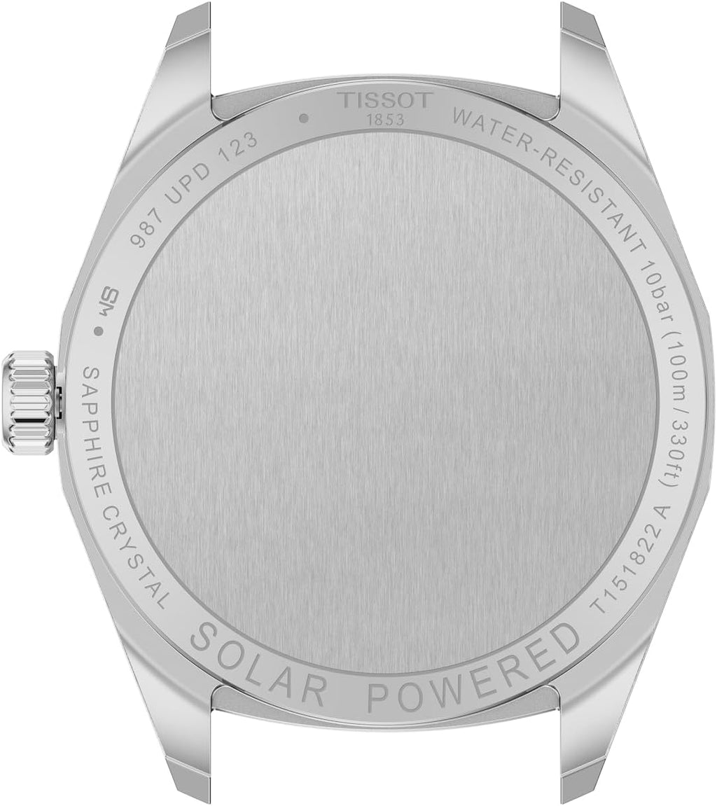 Tissot PRC 100 Solar, White Dial, 34mm Watch for Women, Two-Tone Rose Gold and Silver Stainless Steel Bracelet, Solar Quartz Movement, T1518222211100