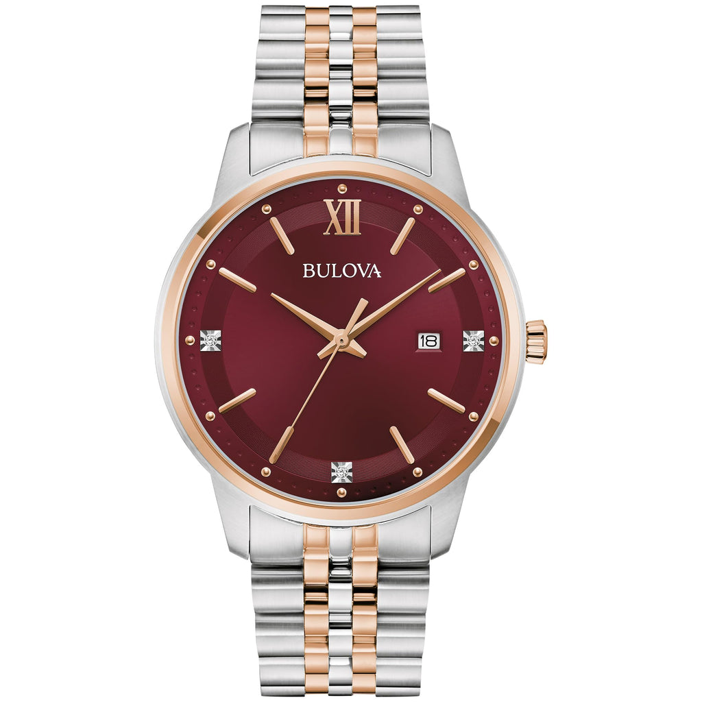 Bulova Men's Dress Classic Diamond Watch, 3-Hand Date Quartz Watch, Stainless Steel Bracelet, 41mm