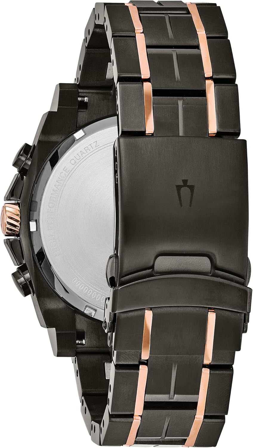 Bulova Men’s High Precisionist Quartz Icon Grey IP and Rose Gold Watch, Diamonds, 300M Water Resistant