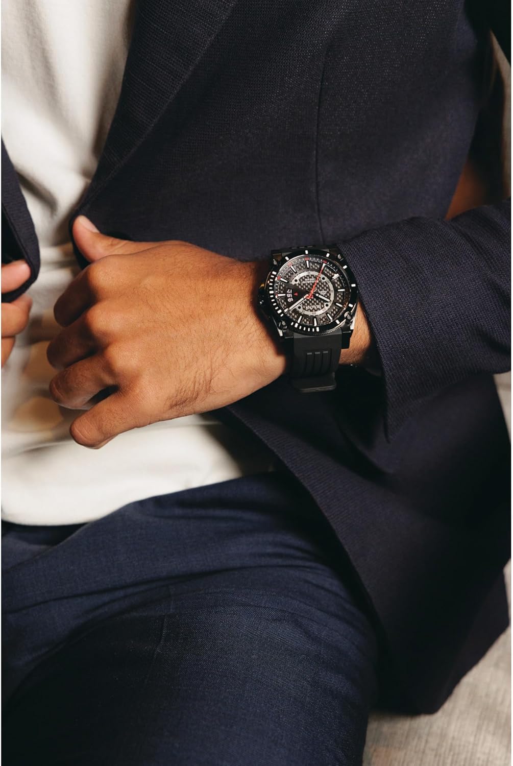 Bulova Men's Icon High Performance Quartz Chronograph Black Stainless Steel Watch with Polyurethane Strap, Black Dial Style: 98B417