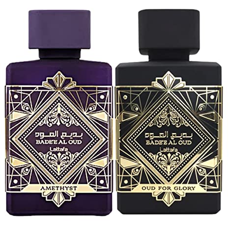 Bade'e Al Oud Glory & Bade'e Al Oud Amethyst Eau de Parfum Sprays 100ml (3.4 oz) by Lattafa