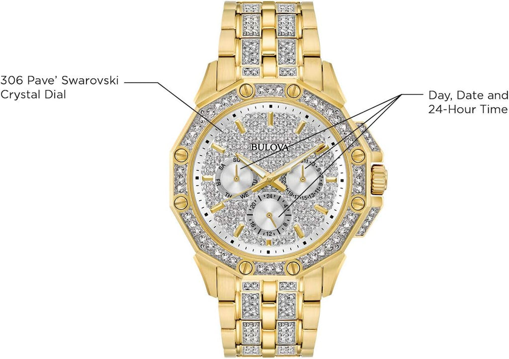 Bulova Men's Crystal Octava Chronograph Quartz Watch, Pave Crystal Dial
