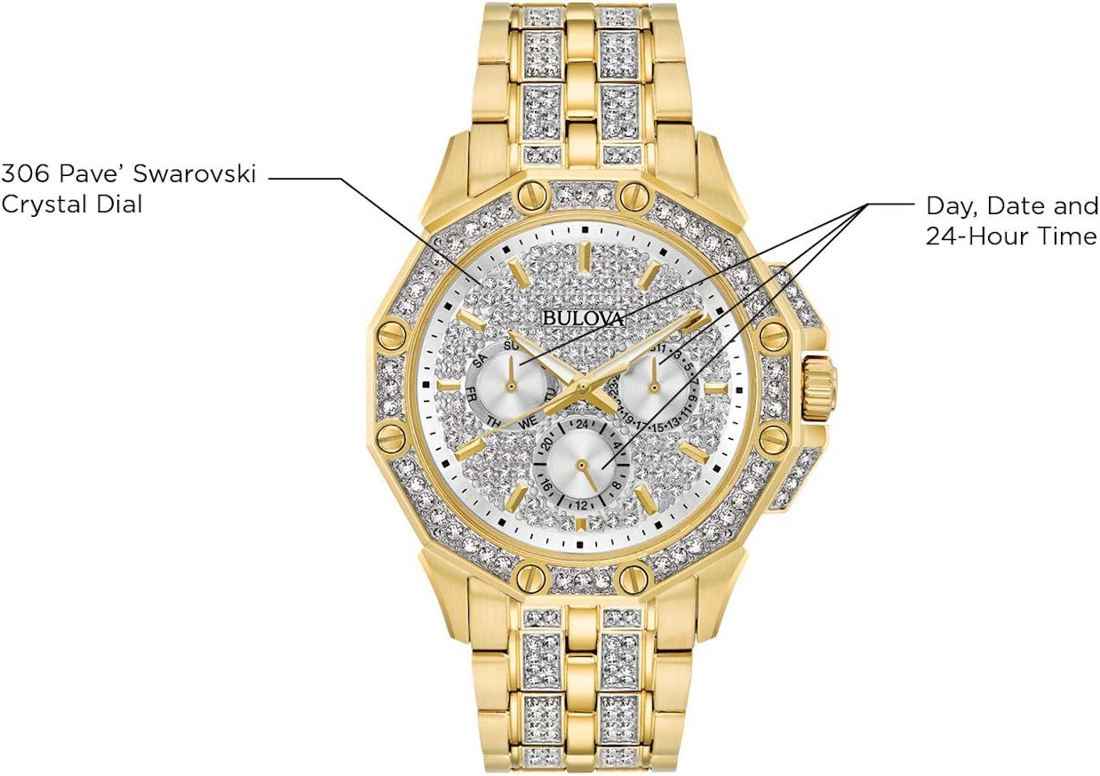 Bulova Men's Crystal Octava Chronograph Quartz Watch, Pave Crystal Dial