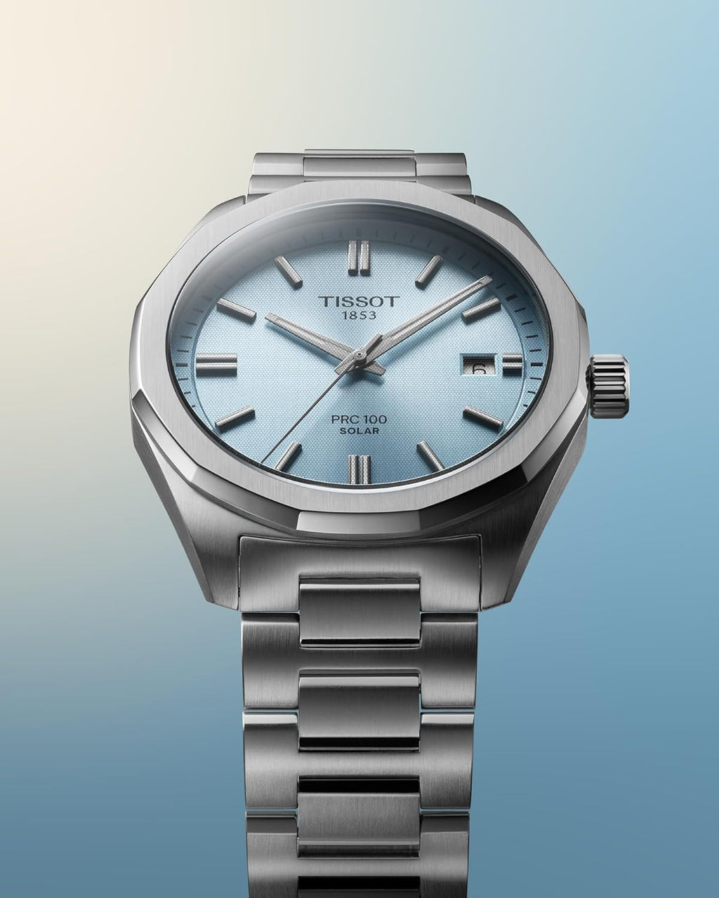 Tissot PRC 100 Solar 39mm, Swiss Solar Quartz Watch for Men, Stainless Steel Case, Blue Dial, T1514221135100