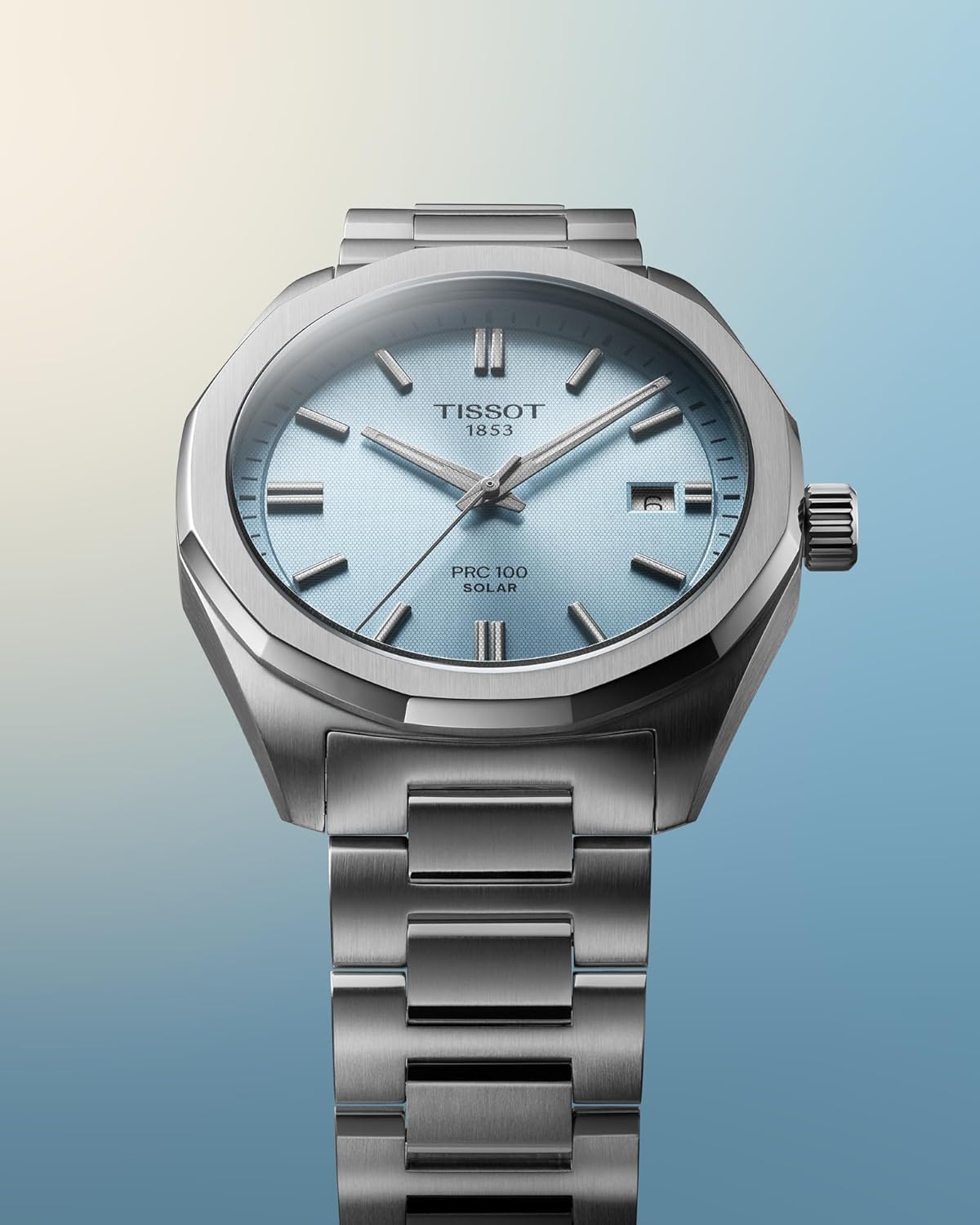 Tissot PRC 100 Solar 39mm, Swiss Solar Quartz Watch for Men, Stainless Steel Case, Blue Dial, T1514221135100