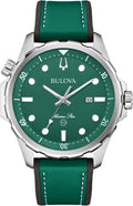 Bulova Men's Marine Star Quartz Silver Stainless Steel Watch, Leather and Silicone Strap, 100M Water Resistant, 43mm