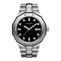 Bulova Men's Classic Stainless Steel 3-Hand Date Quartz Watch with Diamonds and Day Date, 44mm