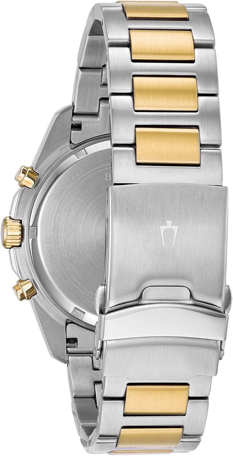Bulova Men's Marine Star Chronograph Quartz Two Tone Gold Stainless Steel Watch, Blue, Calendar, Luminous, 43mm Style: 98B230