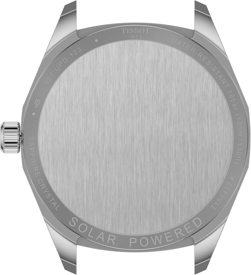 Tissot PRC 100 Solar, Blue Dial, 39mm Watch for Men, Silver Stainless Steel Bracelet, Solar Quartz Movement, T1514221104100