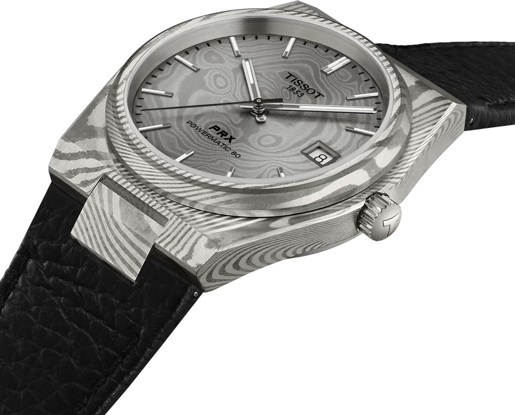 Tissot PRX 38mm, Swiss Automatic Watch for Men, Damascus Steel Case, Grey Dial, T1378079608100