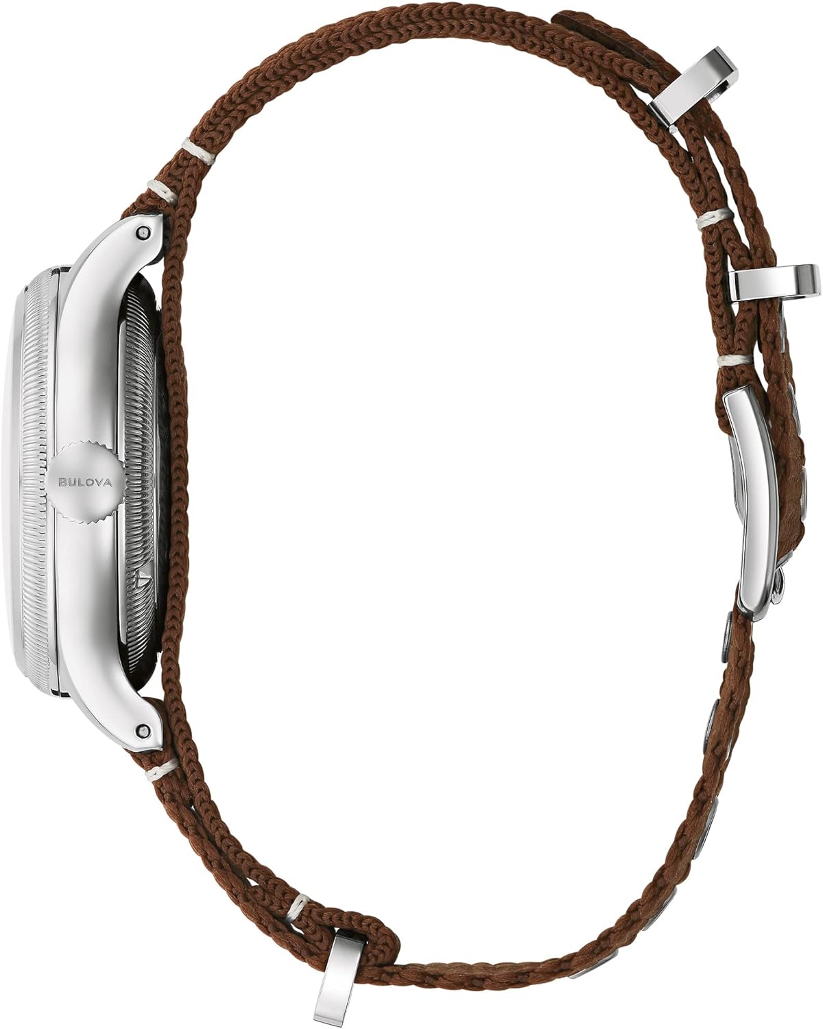 Bulova Men's Military A11 Stainless Steel 3-Hand Hack Automatic Watch, Brown Leather Strap and Blue Dial Style: 96A282