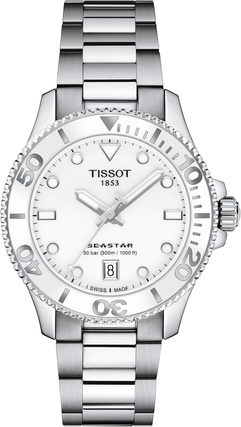 Tissot Unisex Tissot Seastar 1000 36mm 316L Stainless Steel case Quartz Watch, Grey, Stainless Steel, 18 (T1202101101100)