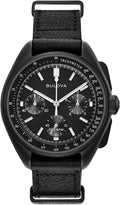Bulova Men's Archive Series Lunar Pilot 6-Hand Chronograph Precisionist Black Ion-Plated Stainless Steel, Black NATO Strap and Sapphire Crystal Style: 98A186