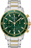 Bulova Men's Quartz Marine Star Series C Chornograph Watch, Two-Tone Stainless Steel Case & Green Dial (Style: 98B469)