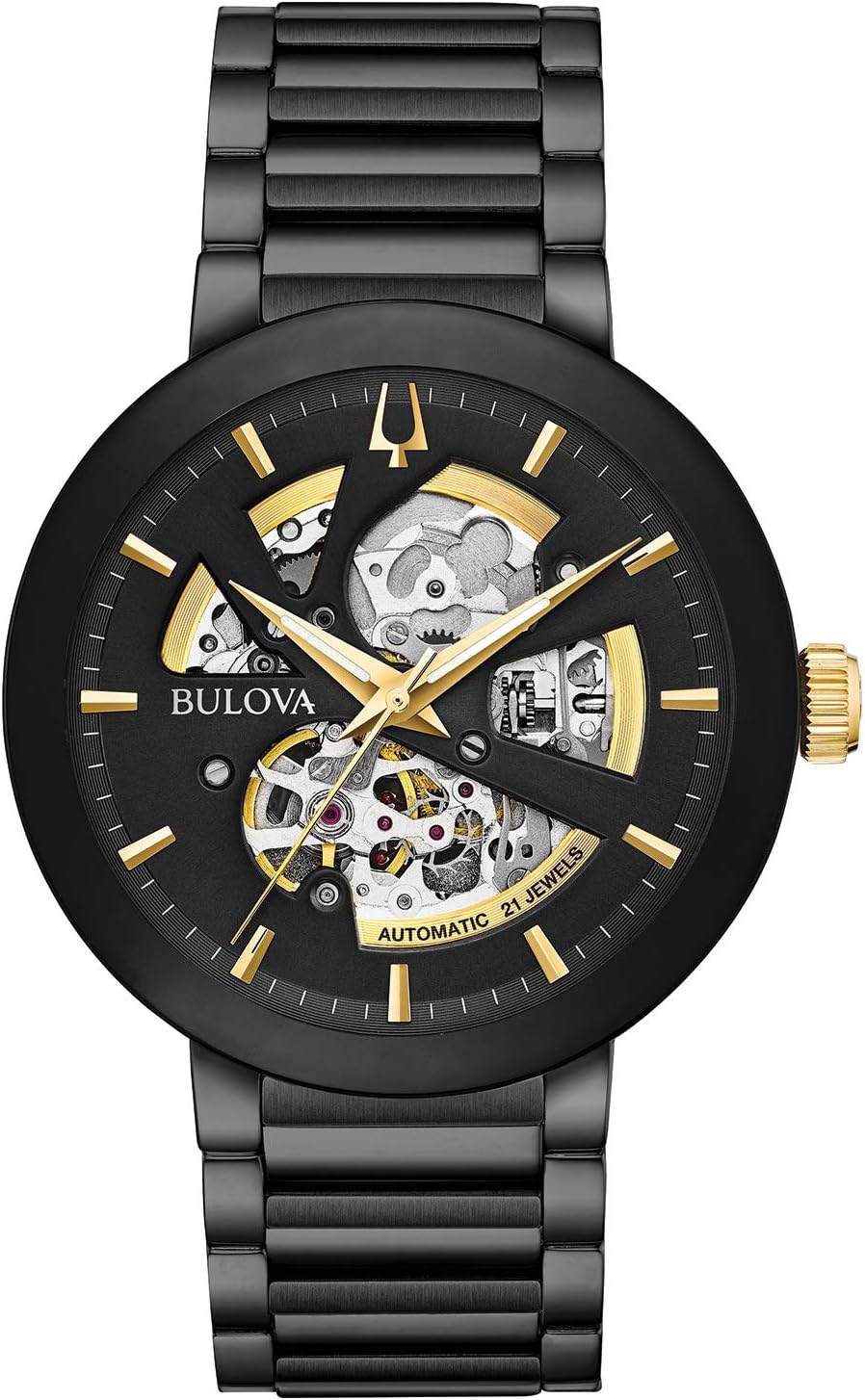 Bulova Men's Modern 3-Hand Automatic Watch, Open Aperture Dial and Edge to Edge Crystal