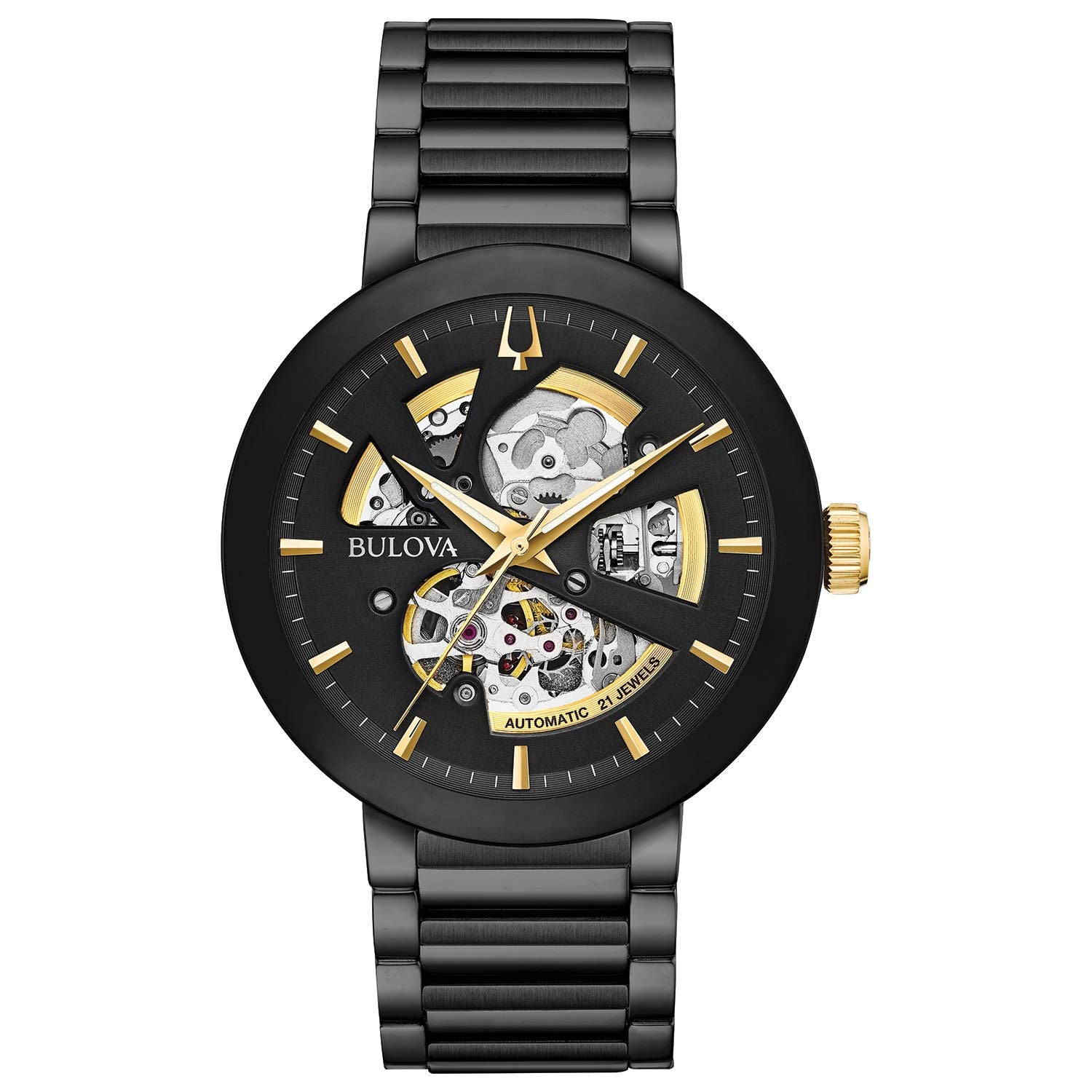 Bulova Men's Modern 3-Hand Automatic Watch, Open Aperture Dial and Edge to Edge Crystal