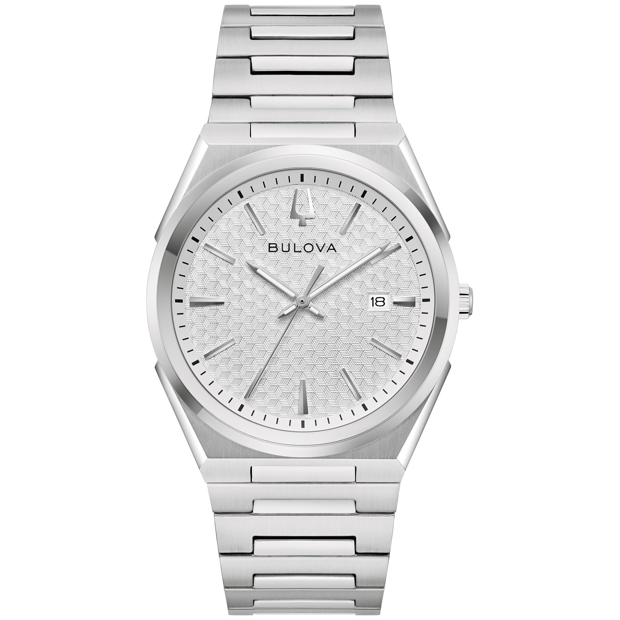 Bulova Mens Dress Classic Quartz Two Tone Stainless Steel Watch, Patterned Dial, 39mm