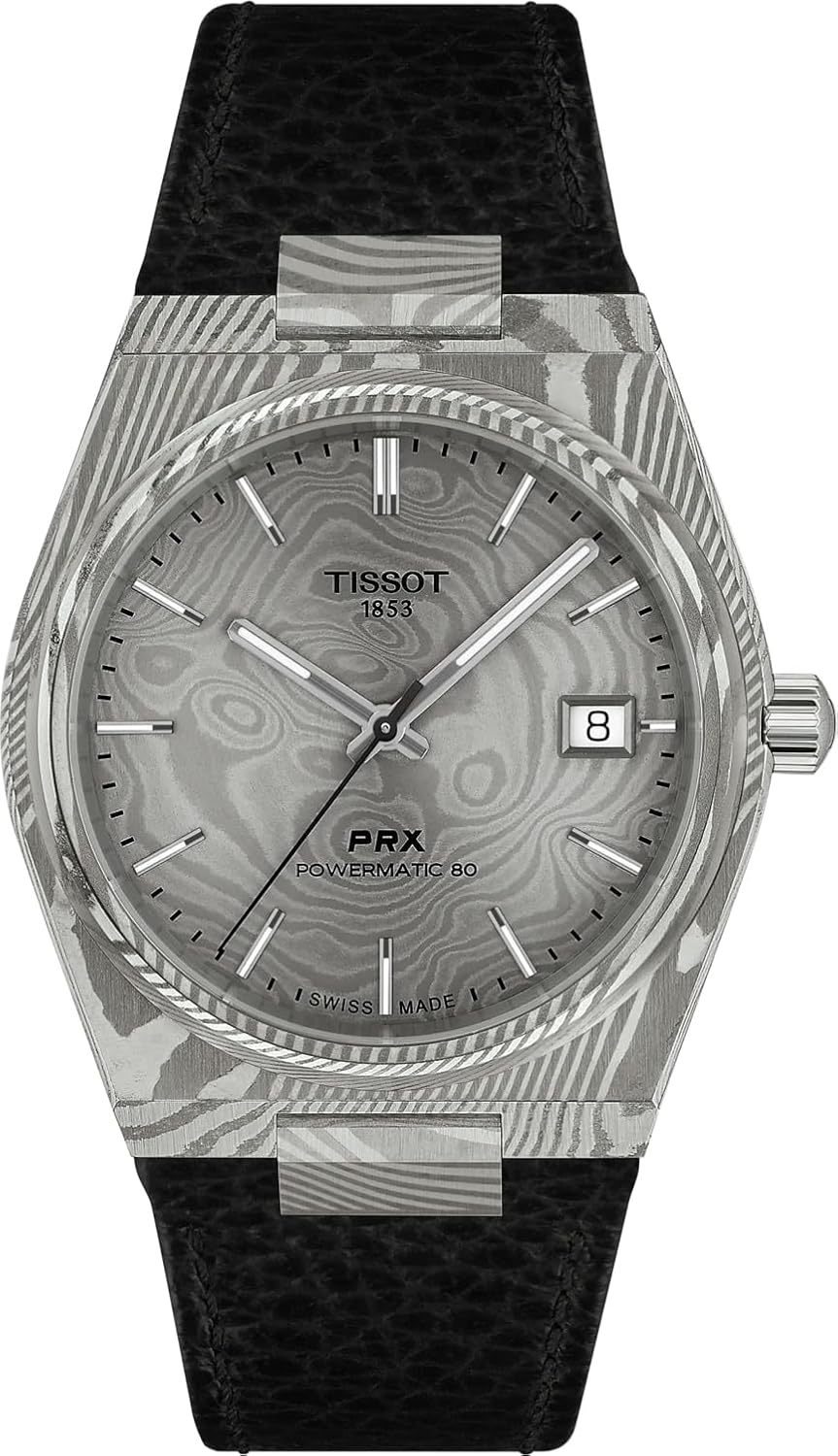 Tissot PRX 38mm, Swiss Automatic Watch for Men, Damascus Steel Case, Grey Dial, T1378079608100