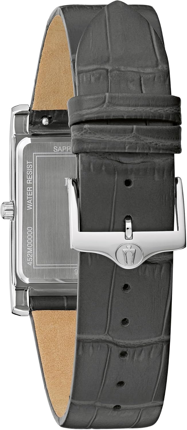 Bulova Men's Classic Sutton 3-Hand Calendar Quartz Leather Strap, Patterned Dial, Sapphire Crystal, 29 x 41mm