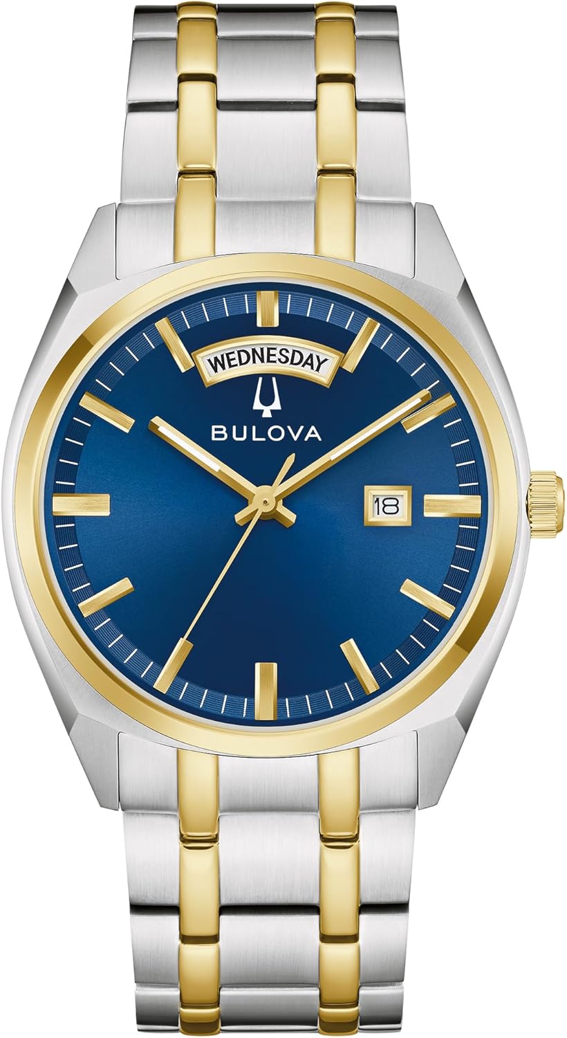 Bulova Men's Classic Dress Surveyor 2-Hand Day/Date Quartz Watch, Luminous Hands, 39mm