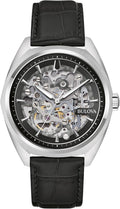 Bulova Men's Automatic Dress Classic Surveyor Watch, Black Leather Strap, Full Skeleton Dial, 42 Hour Power Reserve, 41mm