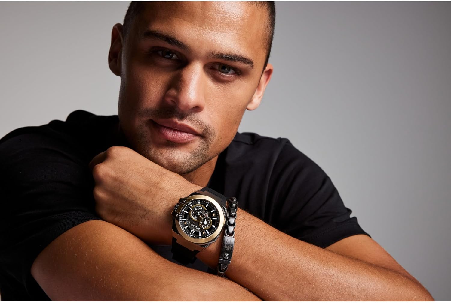 Bulova Men's Automatic Performance Maquina Watch, Black Silicone Strap, Gray Heartbeat Skeleton Dial, 42 Hour Power Reserve (Style:98A310)