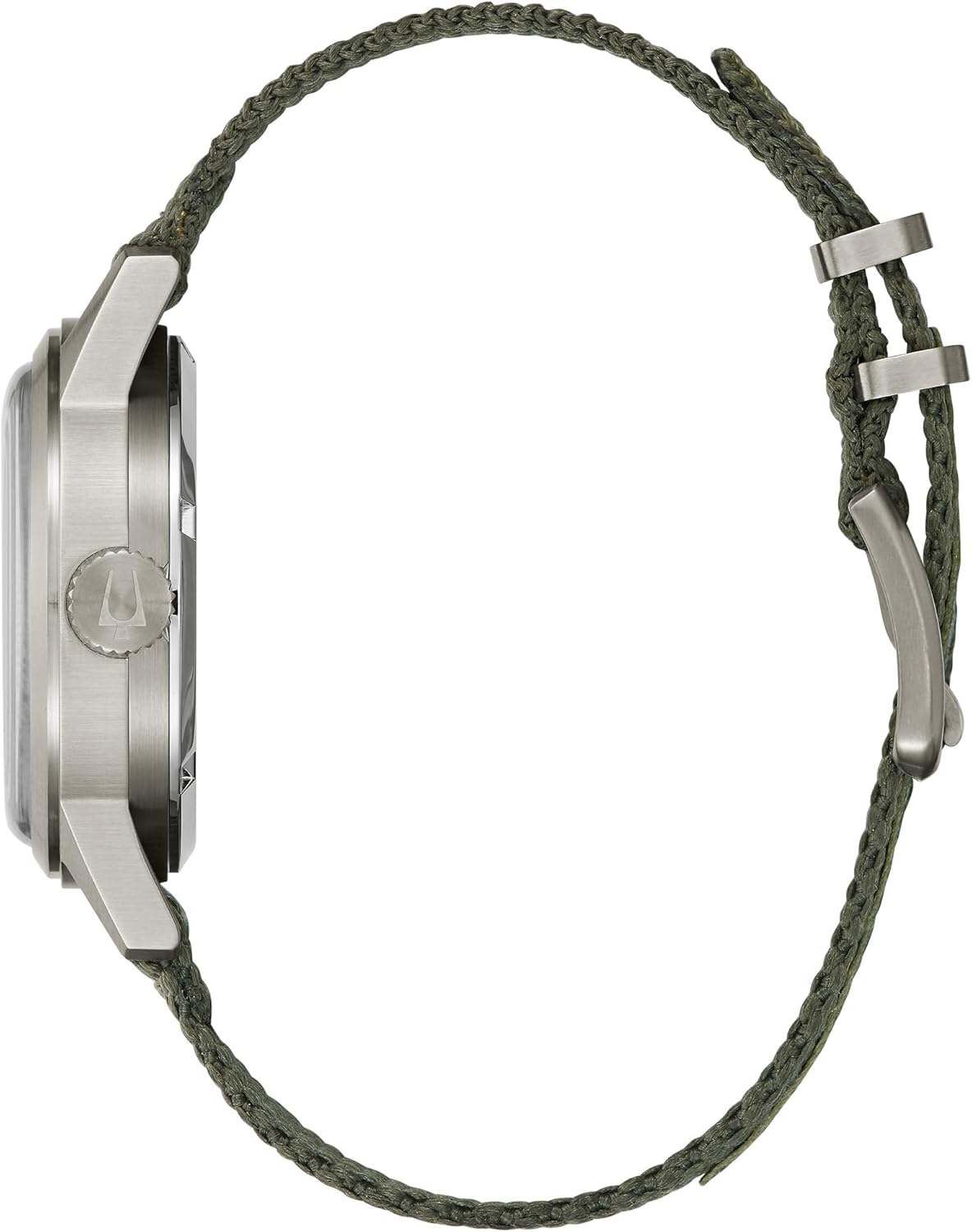 Bulova Men's Military Hack Automatic Black PVD-Coated Stainless Steel Case and Green Nylon Strap Watch, Ivory Dial Style:98A307