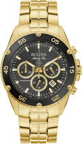 Bulova Men's Marine Star Gold Chronograph Stainless Steel Watch, Black Dial Style: 98B406